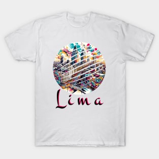 Lima Peru Artistic Watercolor Downtown T-Shirt